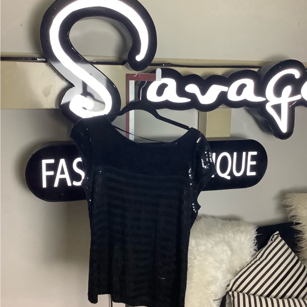Sequin black top